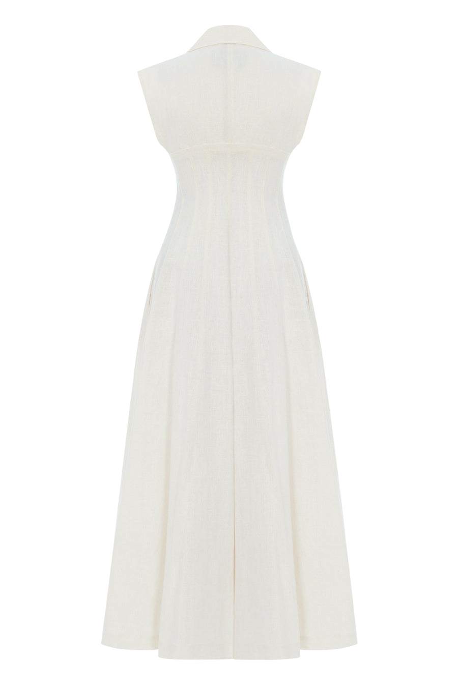 Ivory Long Corset-Style Dress - Premium Linen