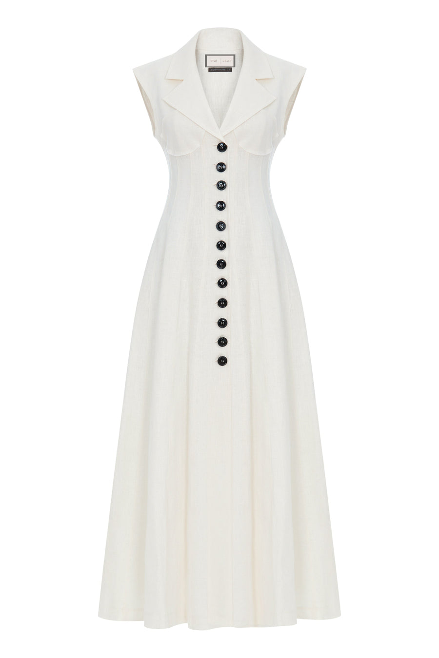 Ivory Long Corset-Style Dress - Premium Linen