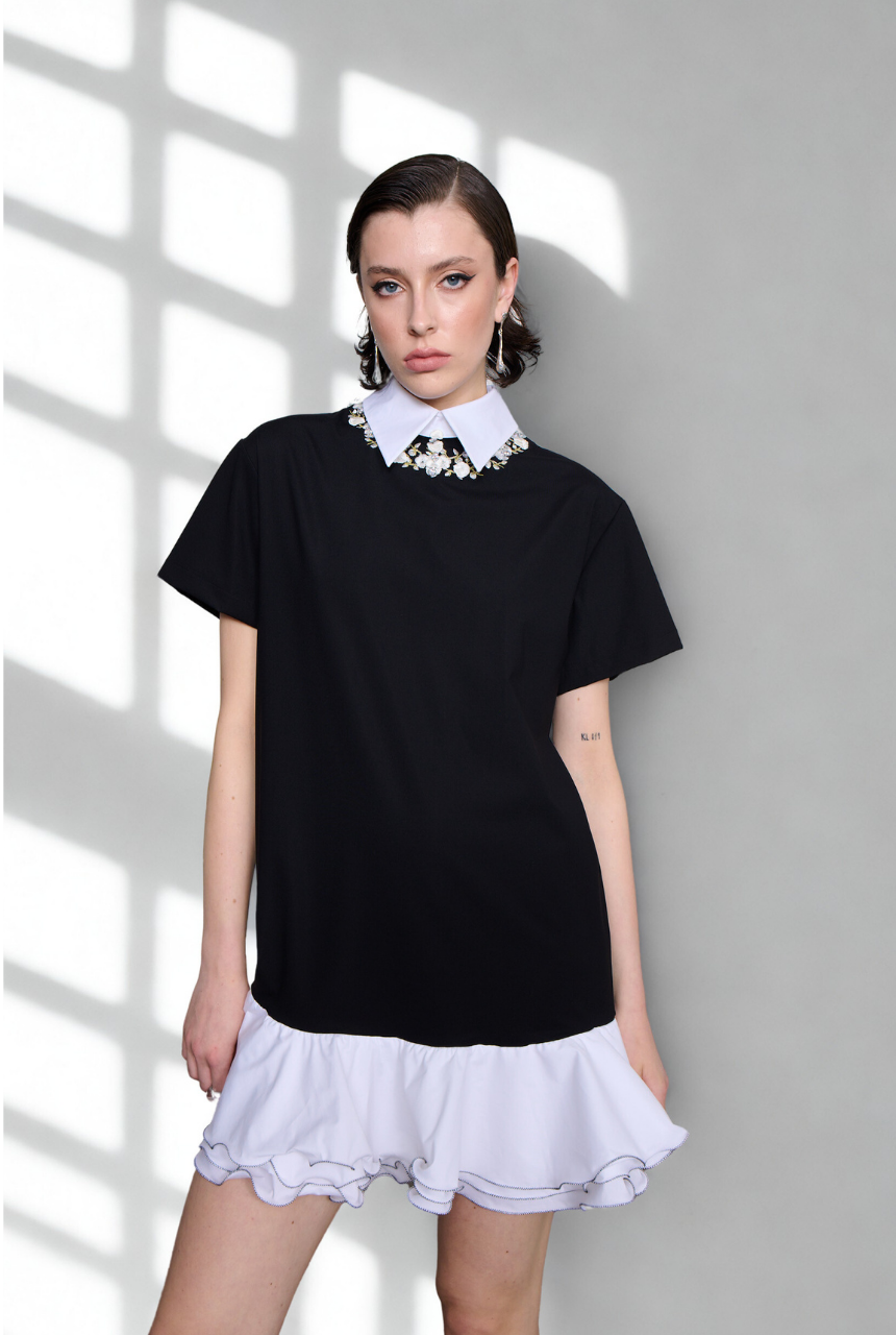 WTF Mariam Embroidered Stone Applique Dress