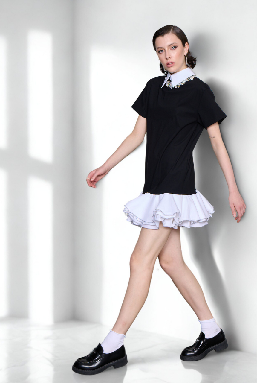 WTF Mariam Embroidered Stone Applique Dress