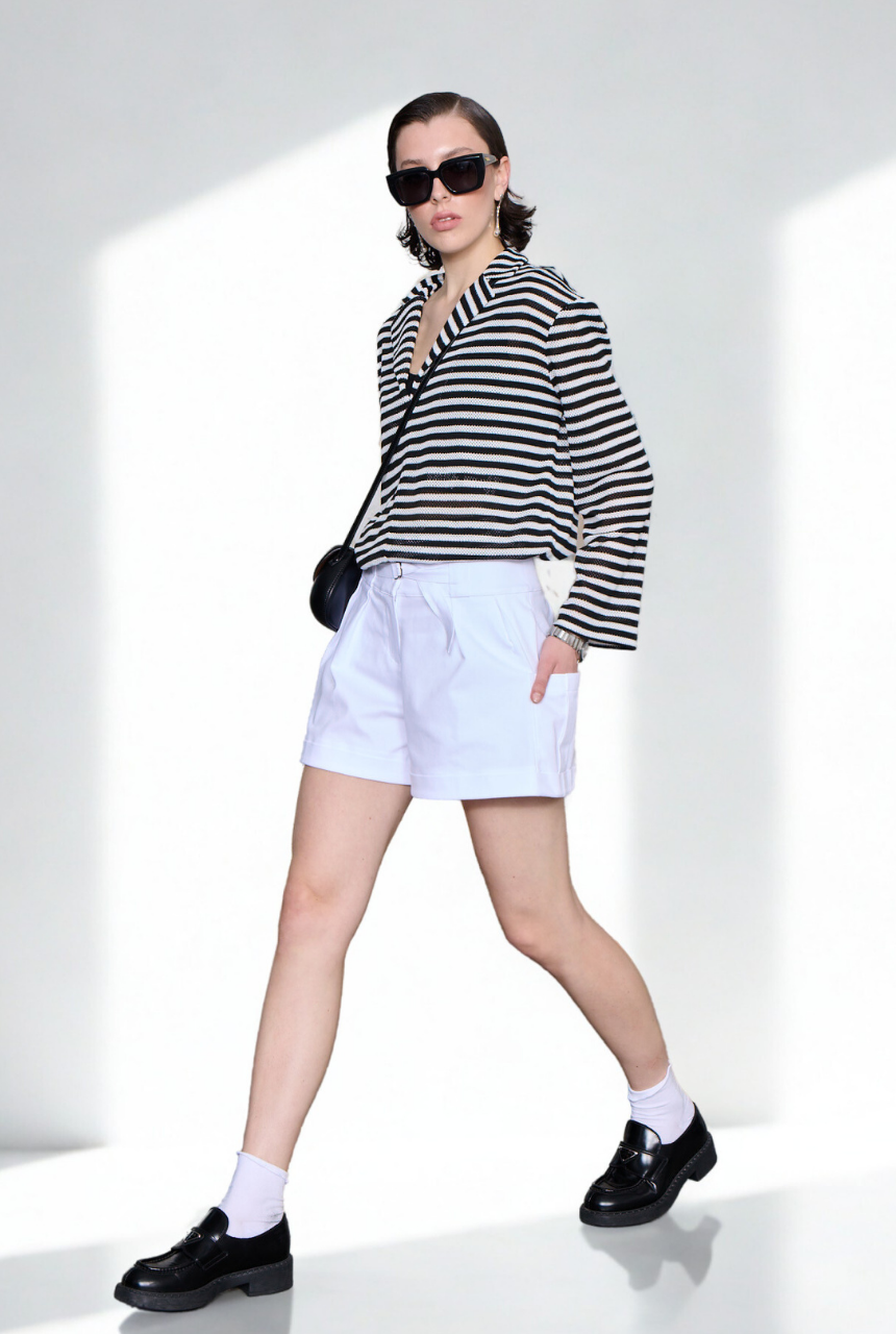 WTF Freya Black-White Striped Blouse