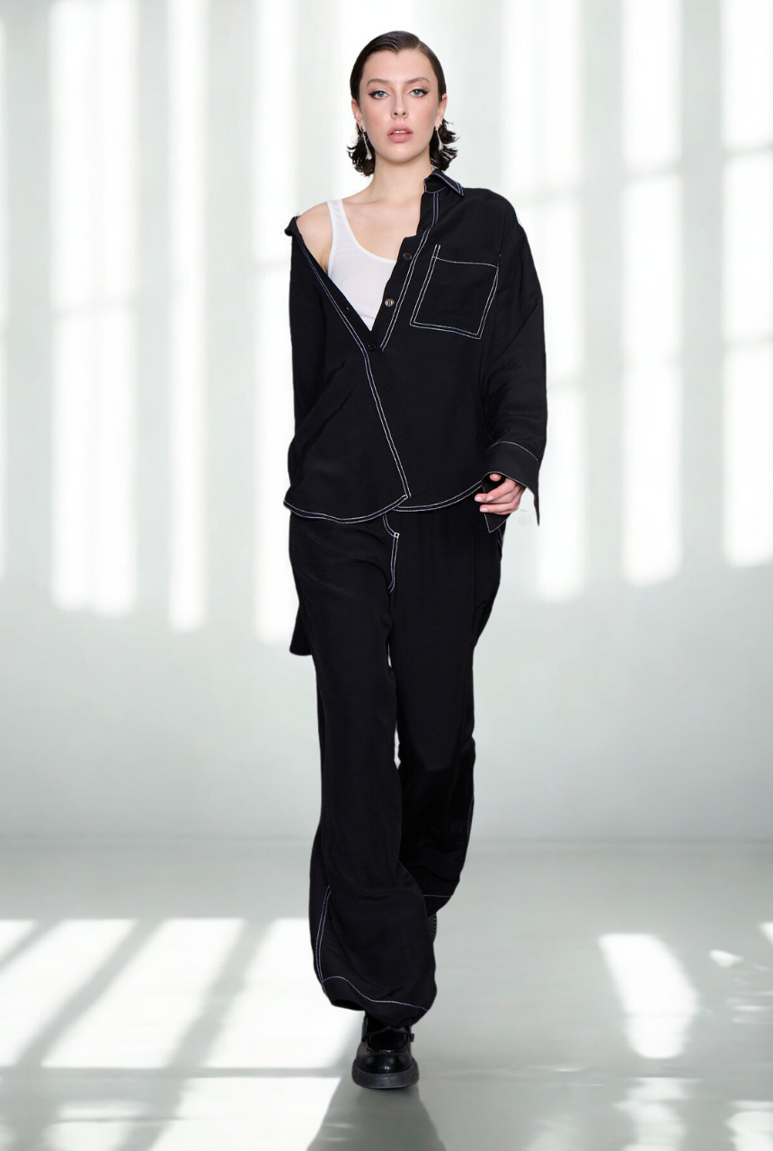 WTF  Noaor Contrast Stitched Trousers