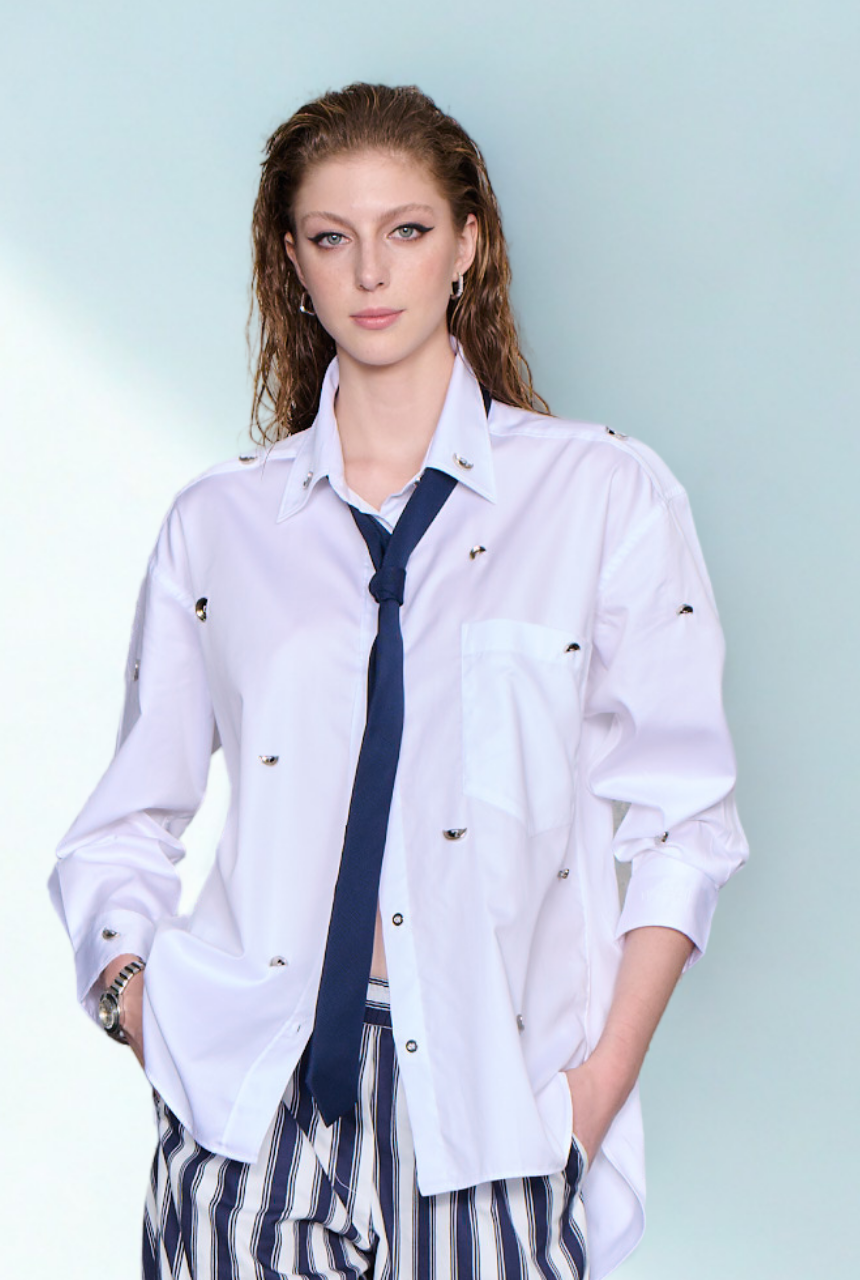 WTF Charlotte Button Applique Shirt