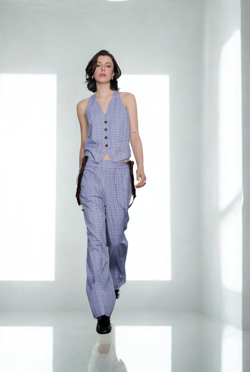 WTF Lumila Plaid Wide Leg Pants