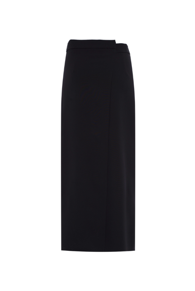 Asymmetric Button Detail Black Skirt