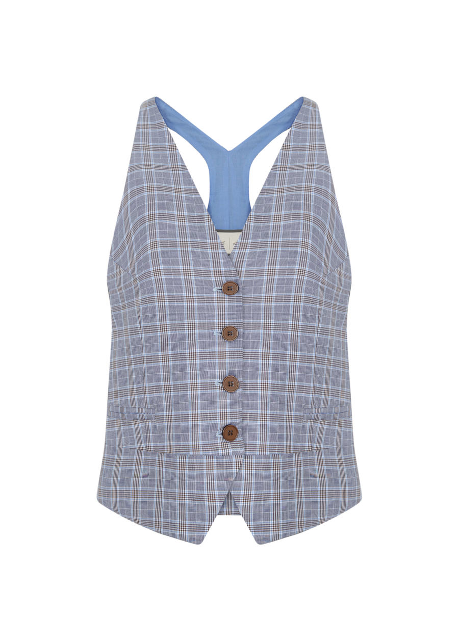 WTF Lumina Vest Plaid 100% Cotton