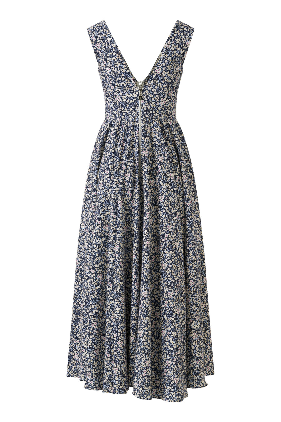 Harlow Navy-Yellow Small Floral Print Dress - Premium Cotton