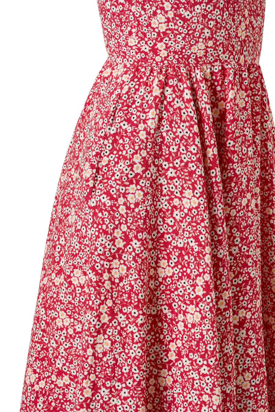 Harlow Red-Yellow Small Floral Print Dress - Premium Cotton