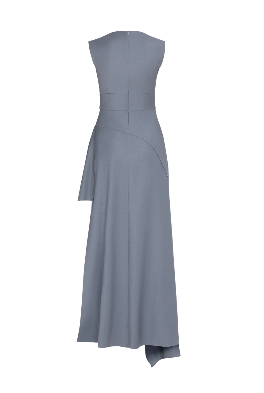 Broadway Long Asymmetric Dress Premium - Wool Blend