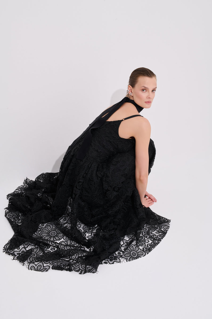 Franceska French Lace Long Dress - Premium Design