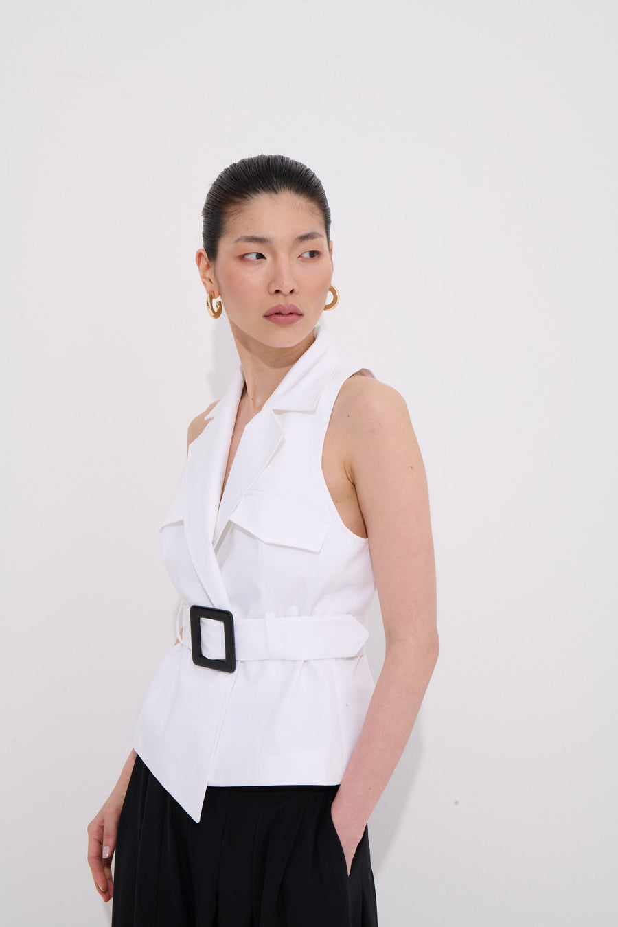 Lia Square Buckle Vest 100% Fine Organic Cotton