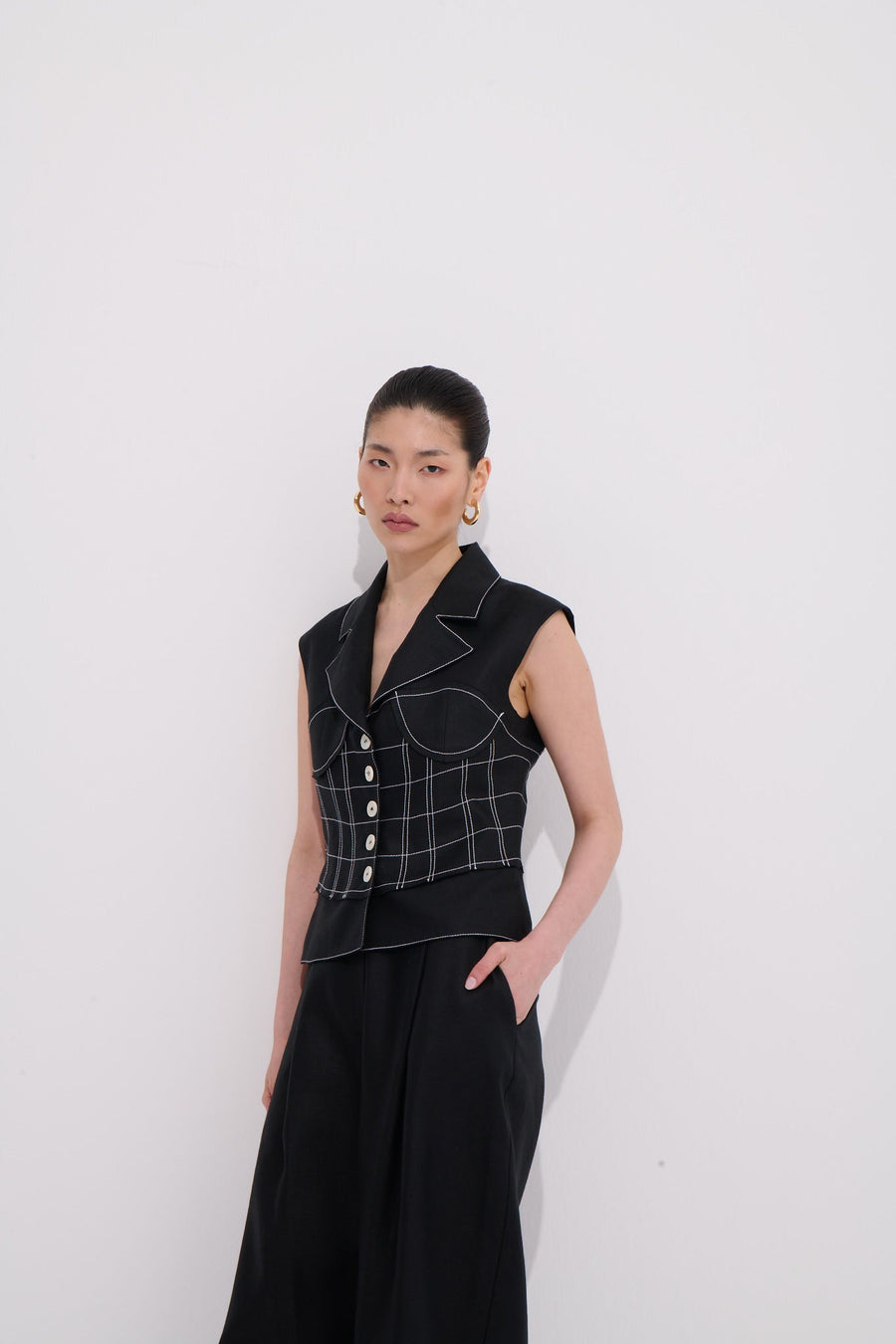 Paloma Embroidered Corset Detail 100% Linen Vest