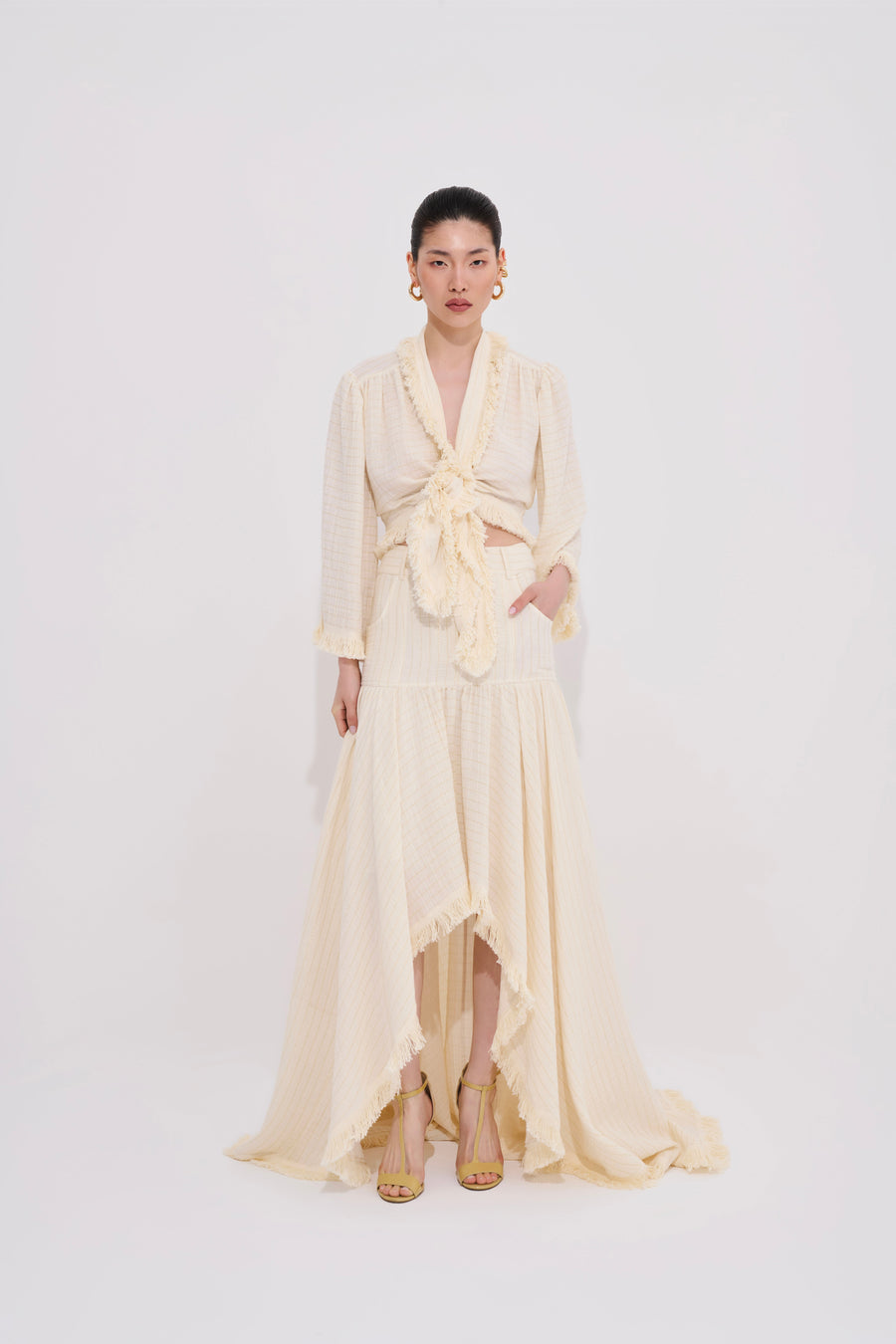Savra Ruffled Long High-Waist Skirt