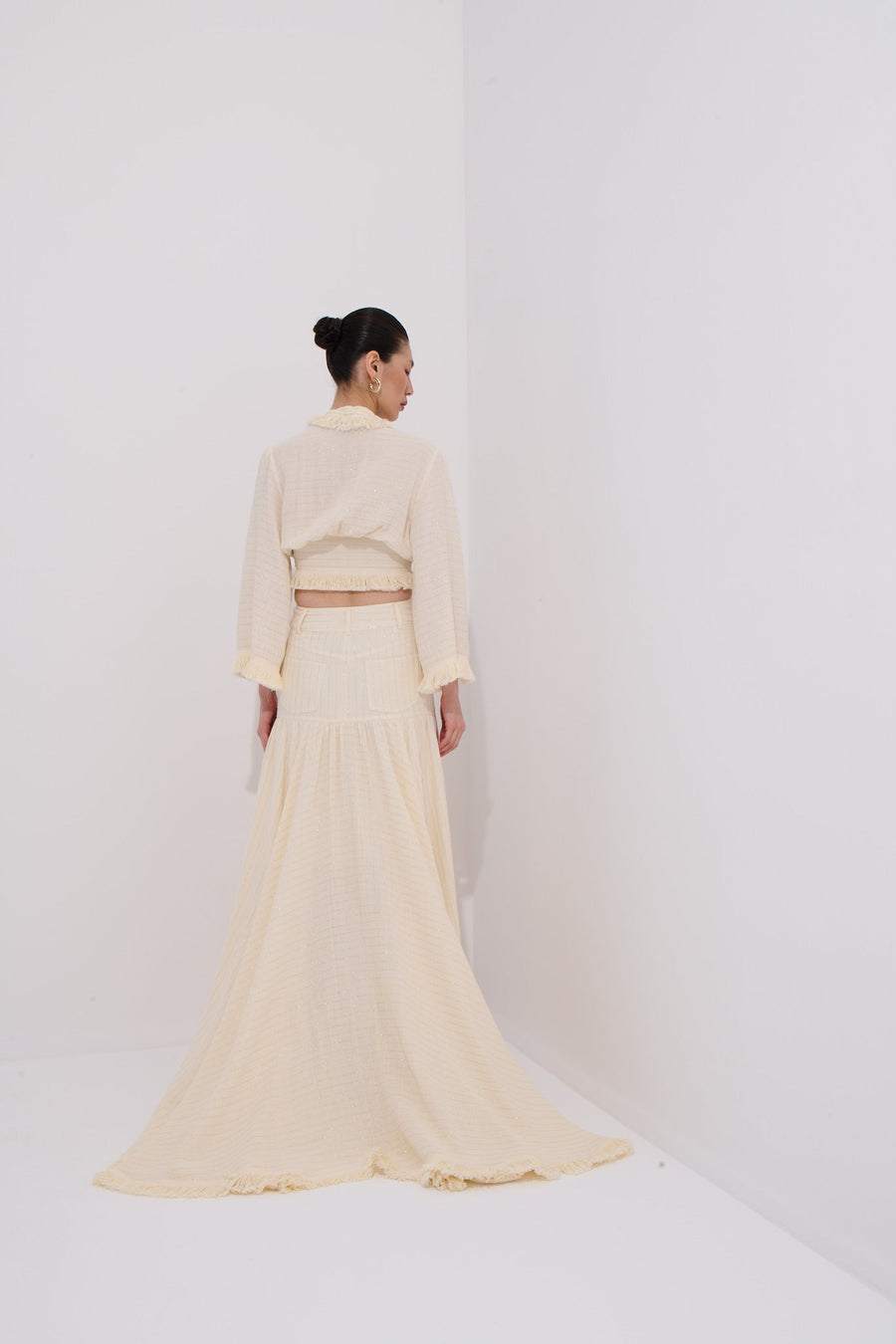 Savra Ruffled Long High-Waist Skirt