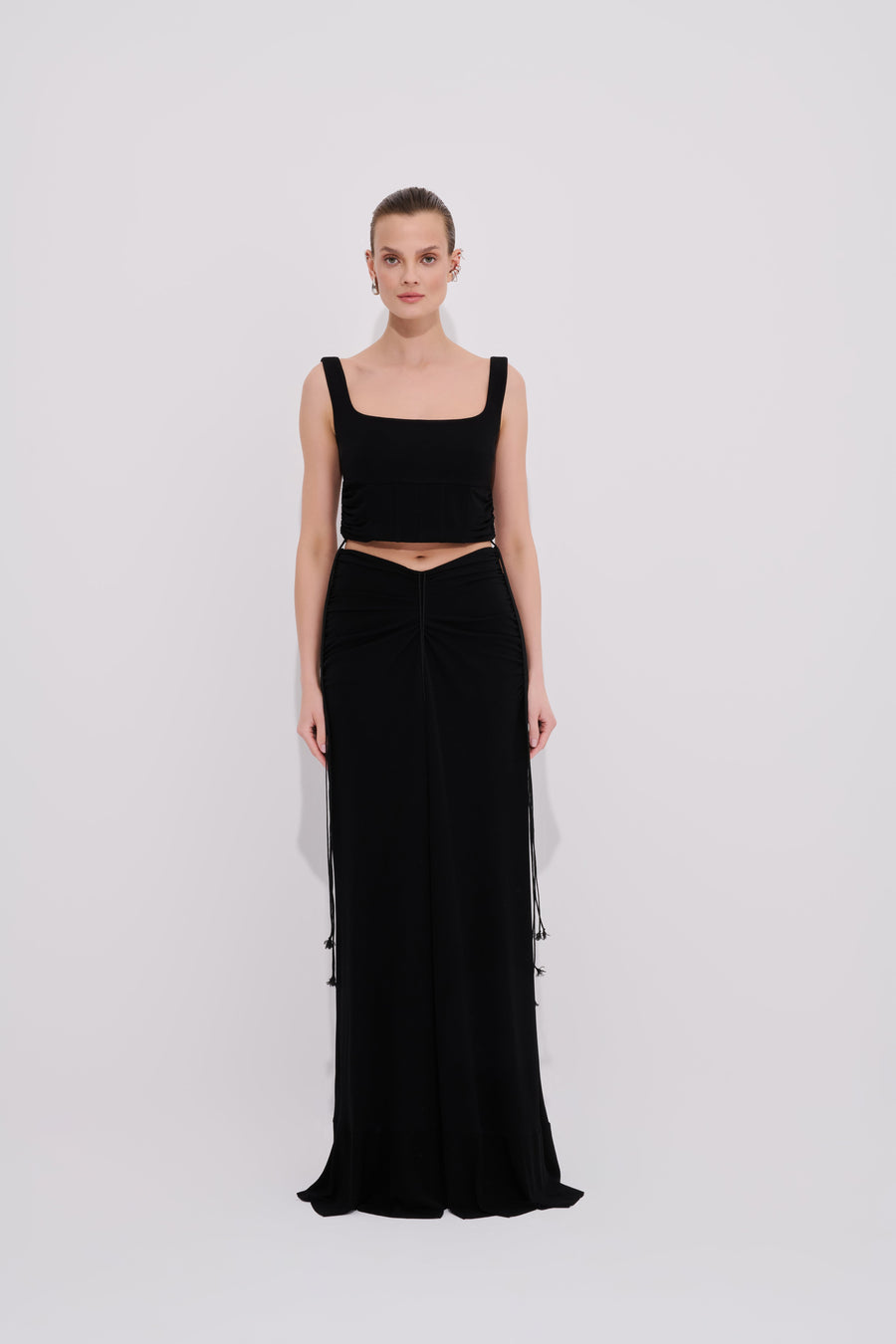 Joli Long Skirt with Ruched Flowing Design