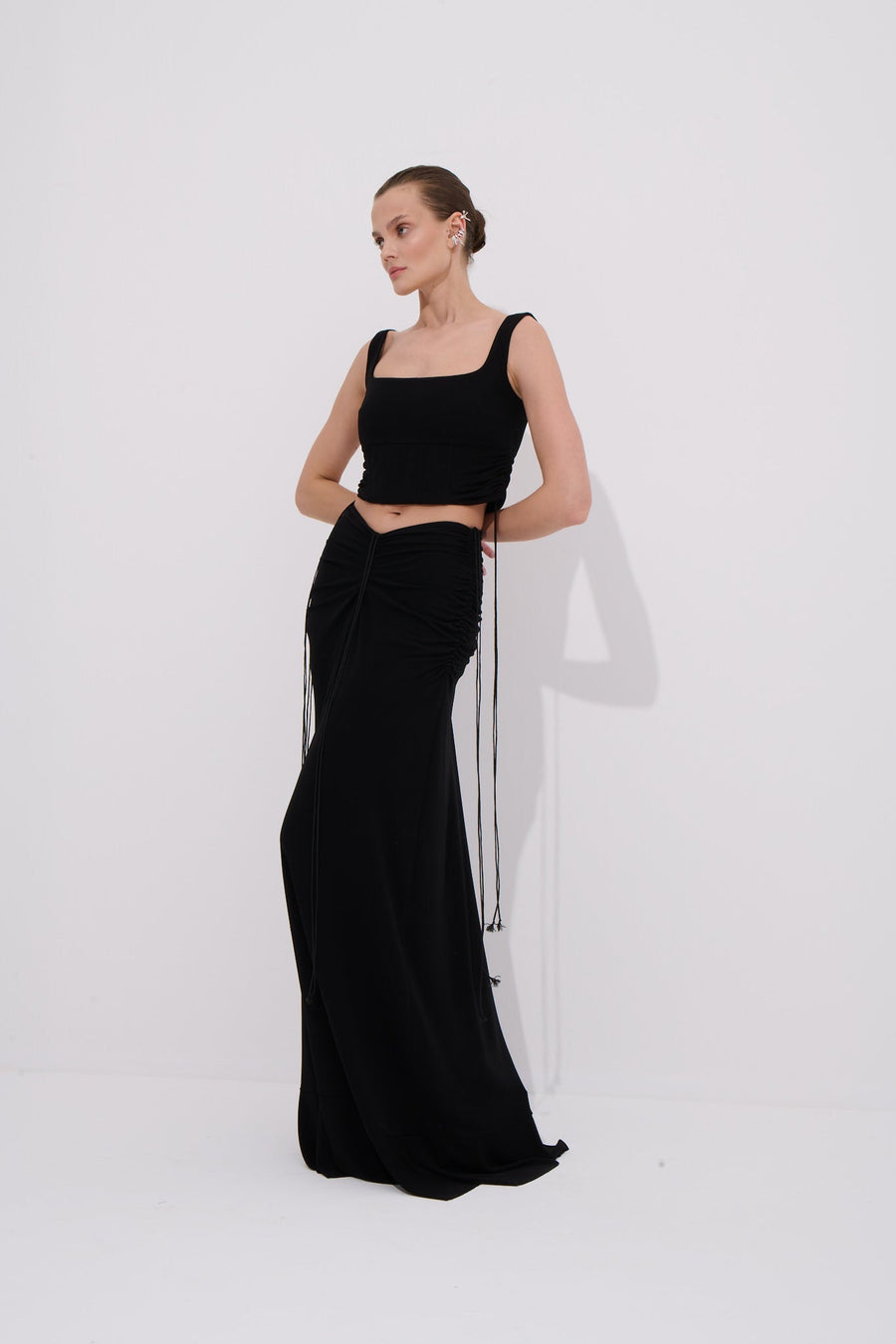 Joli Long Skirt with Ruched Flowing Design