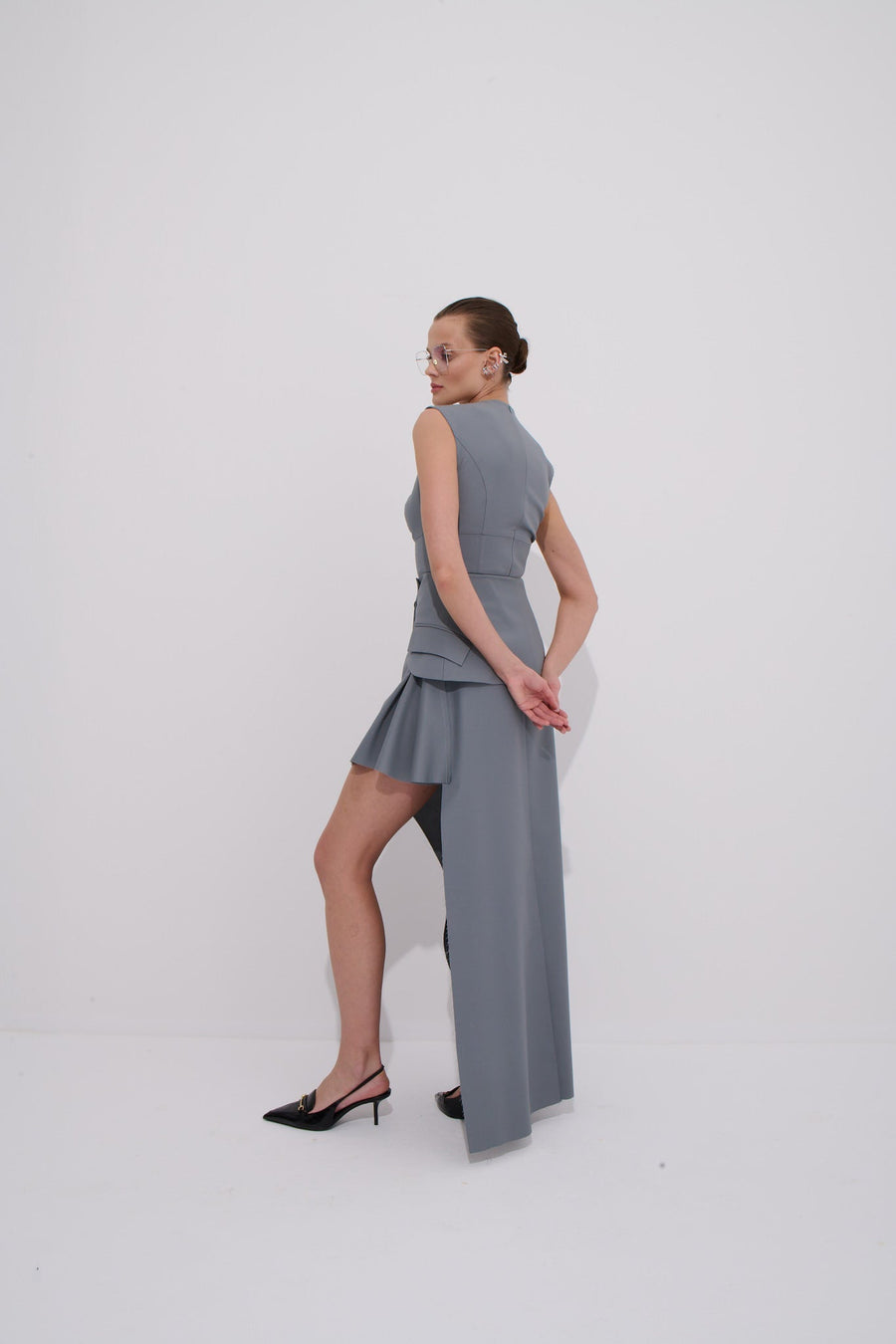 Broadway Long Asymmetric Dress - Wool Blend