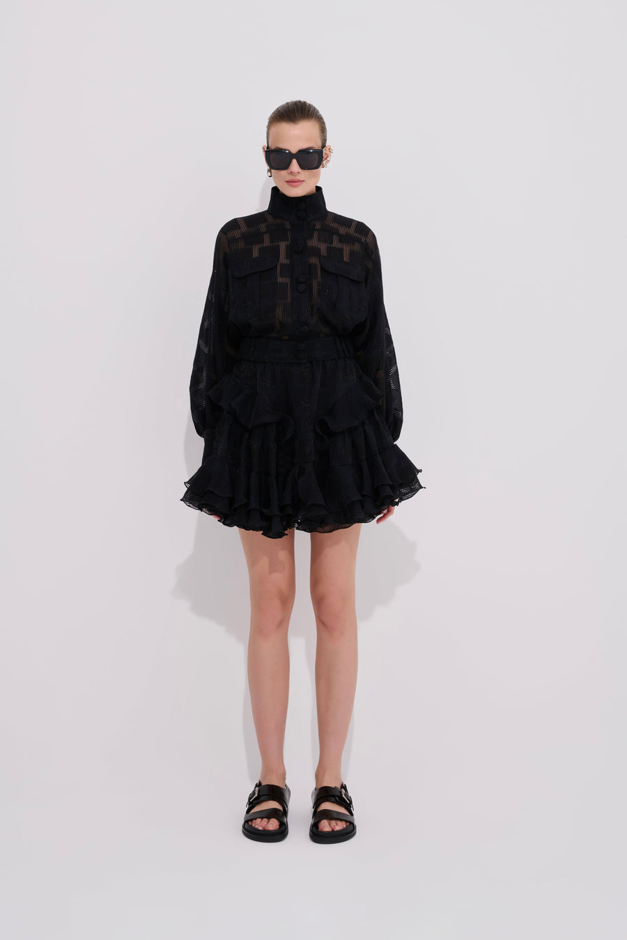 Violaine Blouse Transparent Checkered Texture