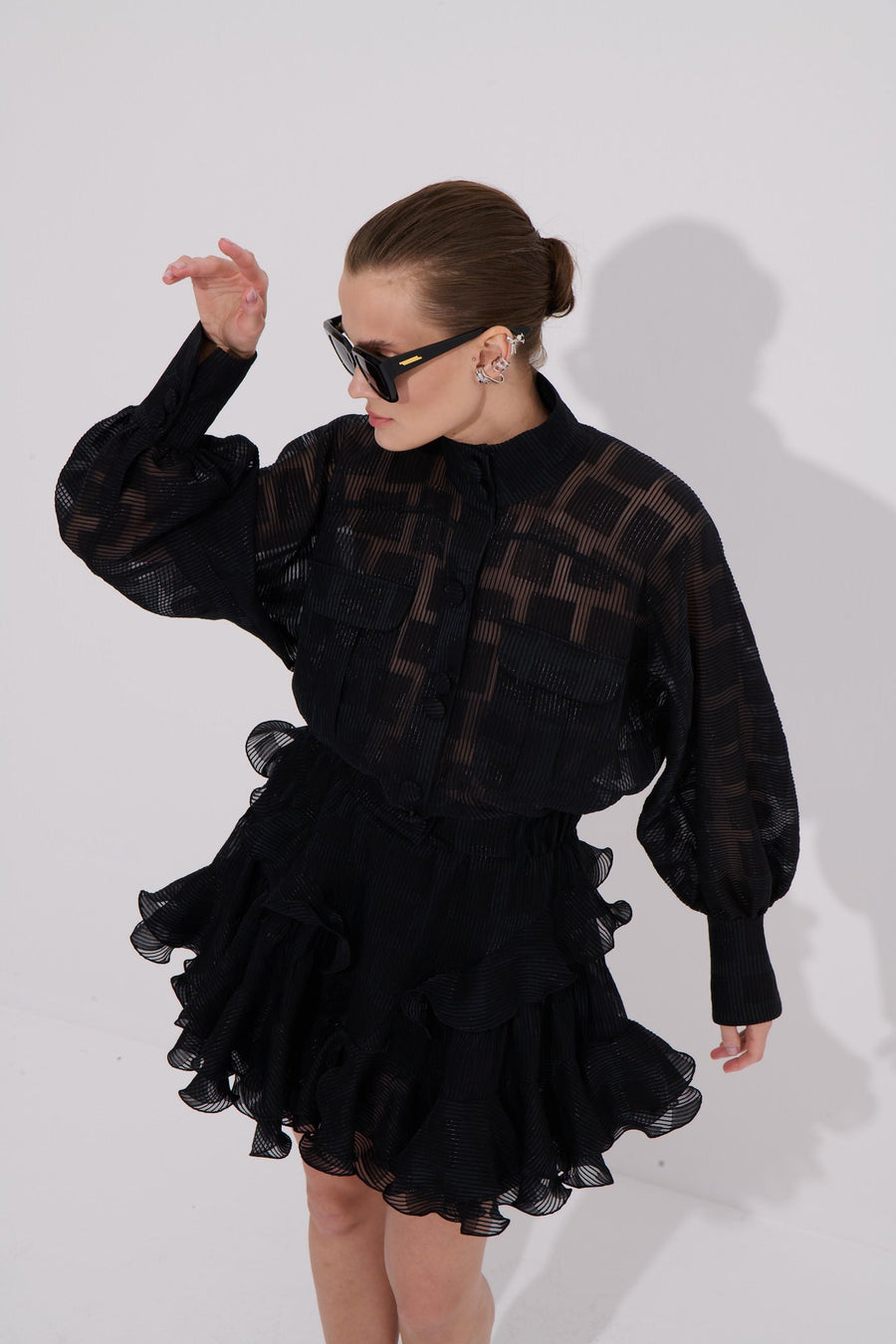 Violaine Blouse Transparent Checkered Texture