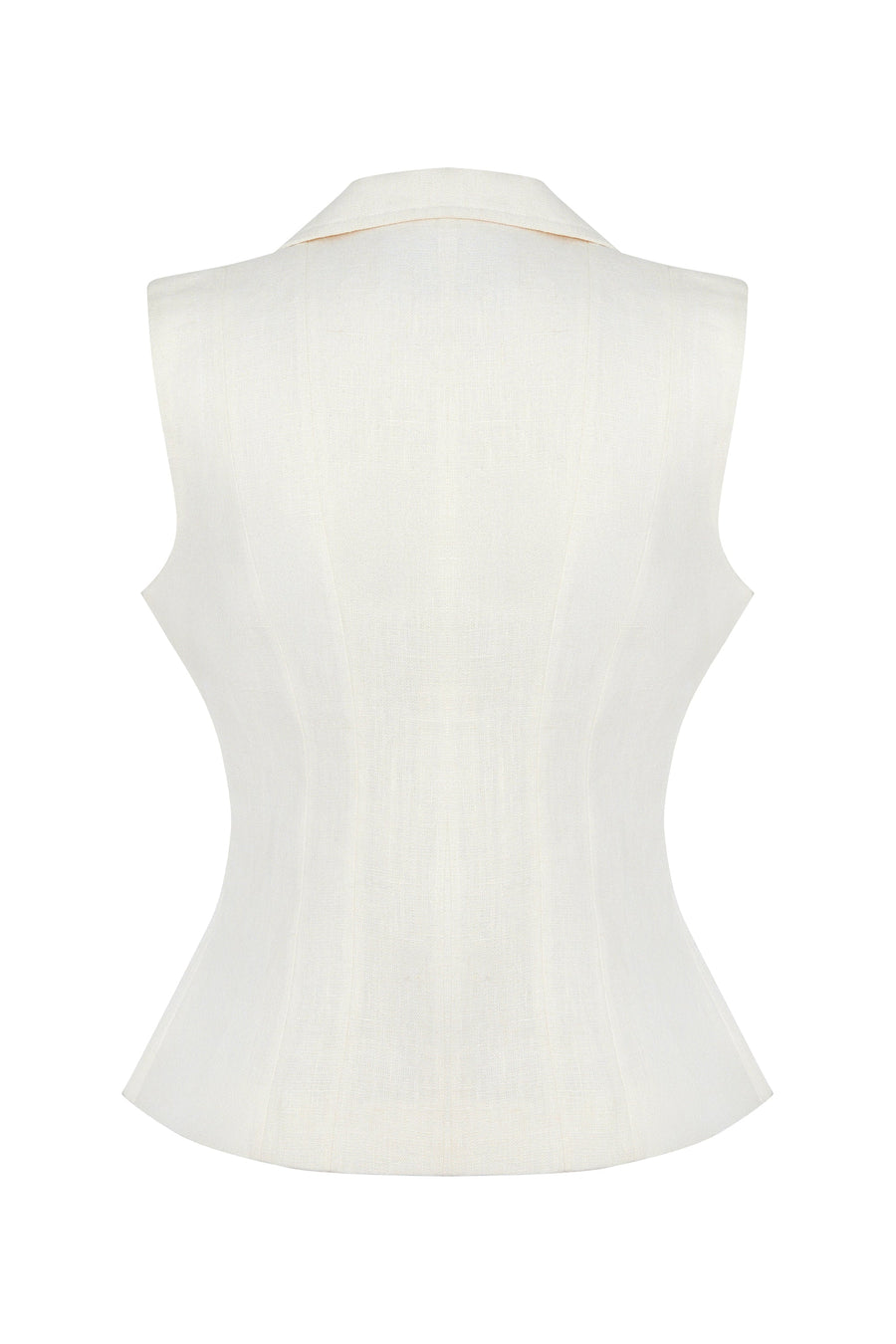 Ivory Vest 100% Linen with Punto Stitch Detail