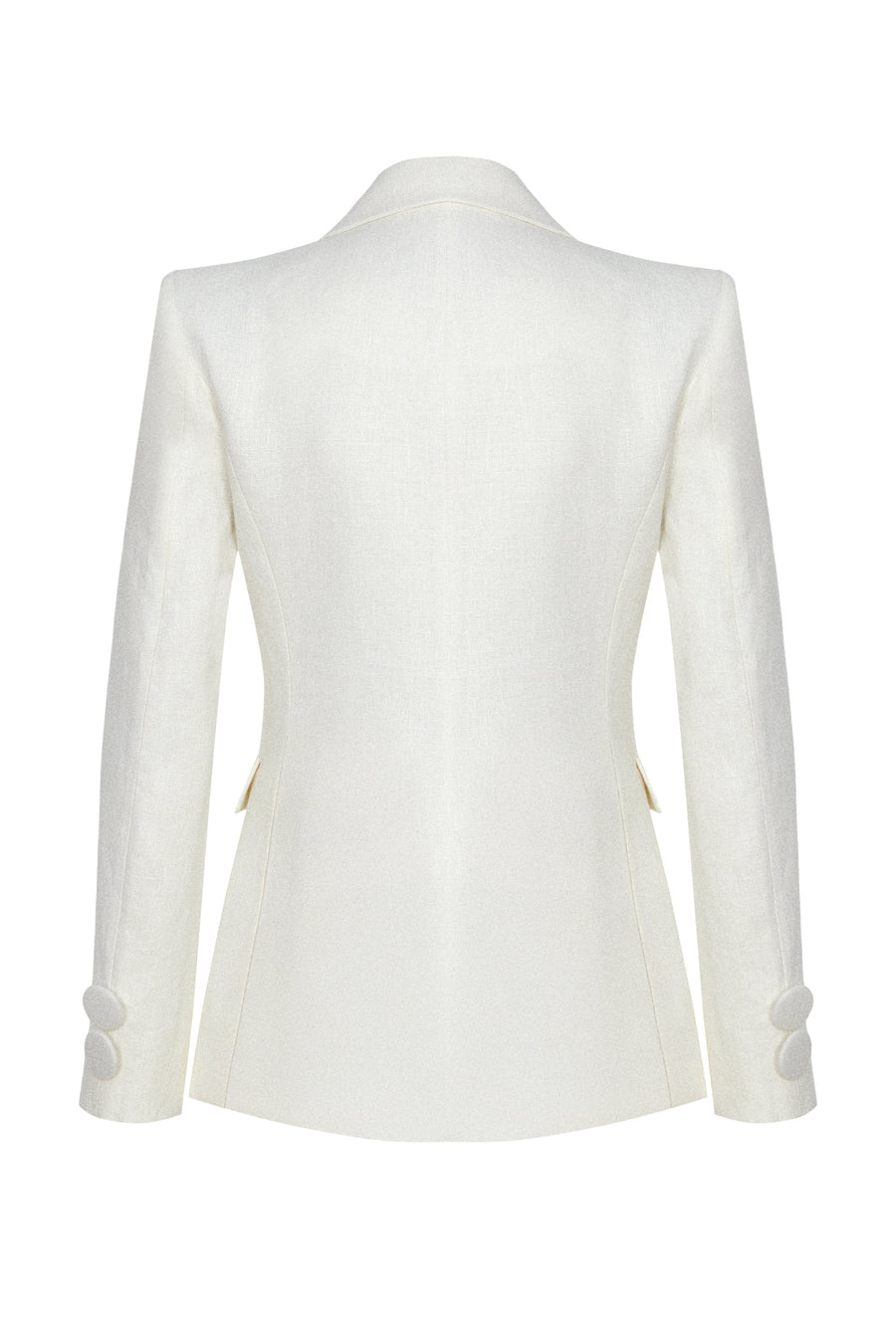 Ivory Waist-Fitted Jacket 100% Linen