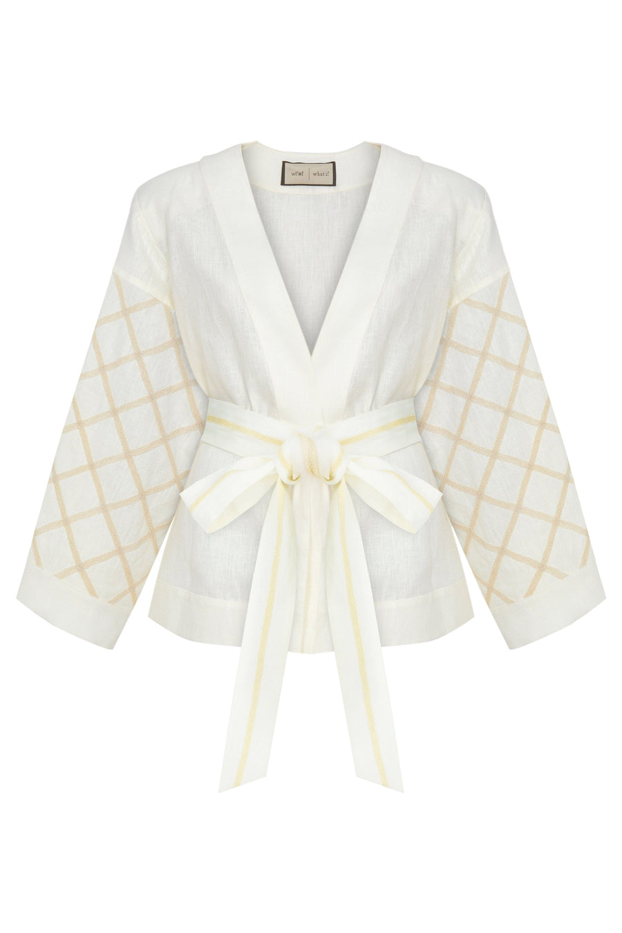Ivory Linen Kimono Blouse - Premium Design