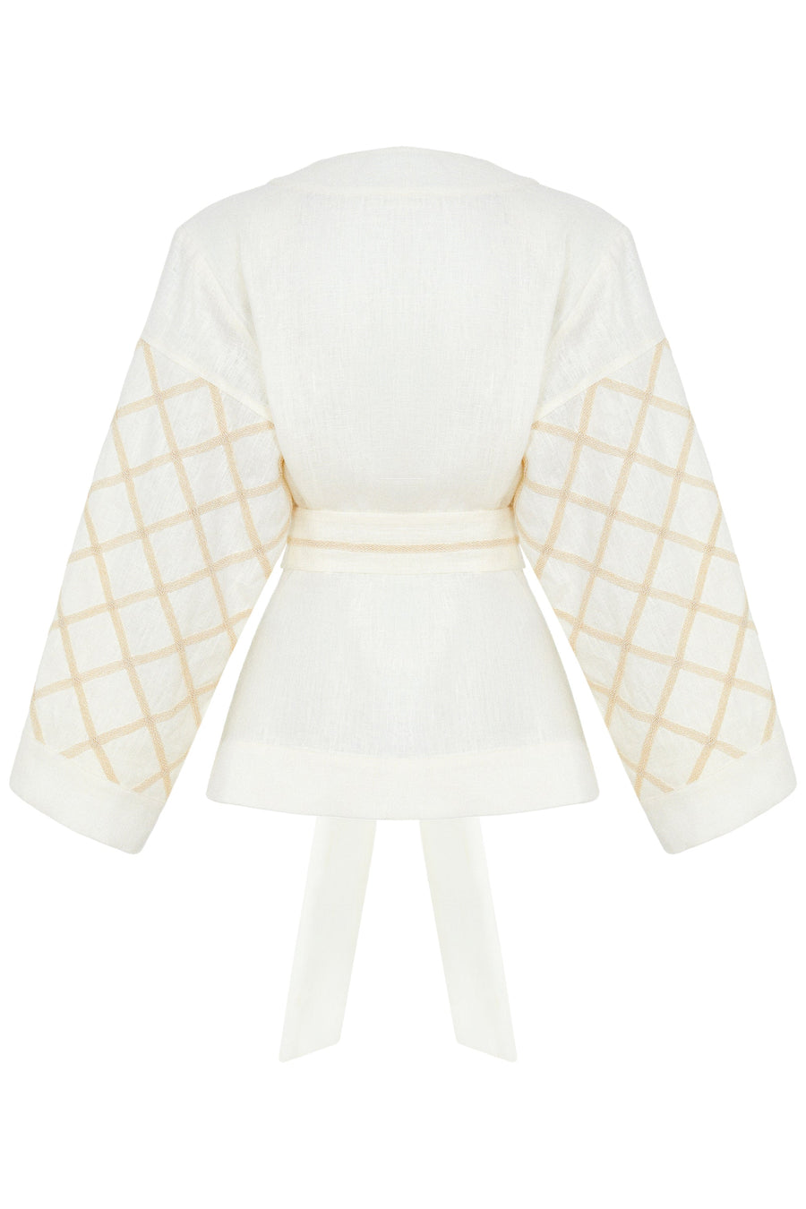 Ivory Linen Kimono Blouse - Premium Design