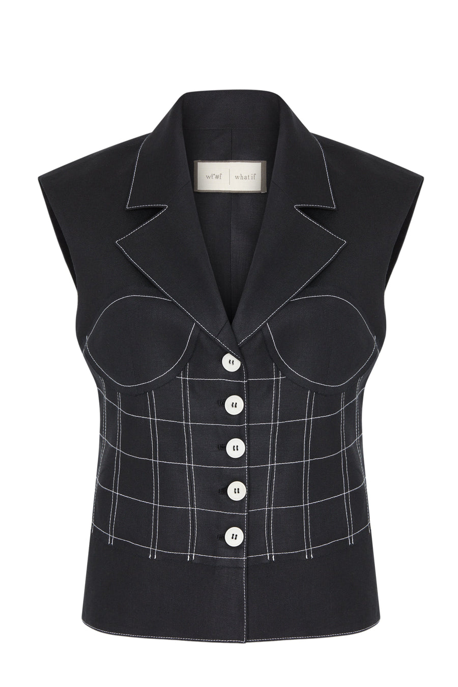 Paloma Embroidered Corset Detail 100% Linen Vest