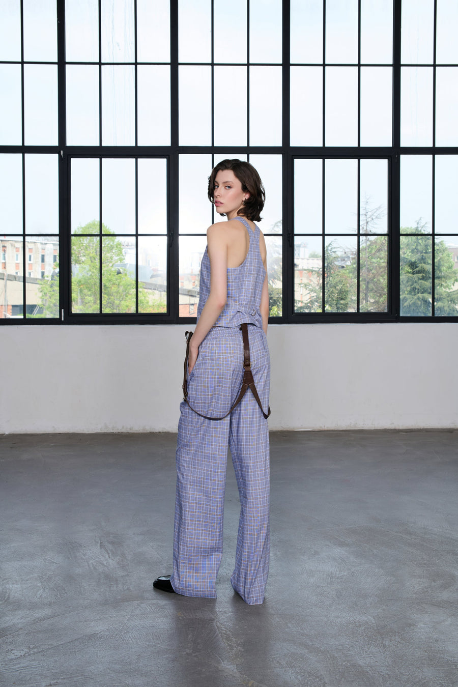 Lumila Checkered Wide Leg Trousers