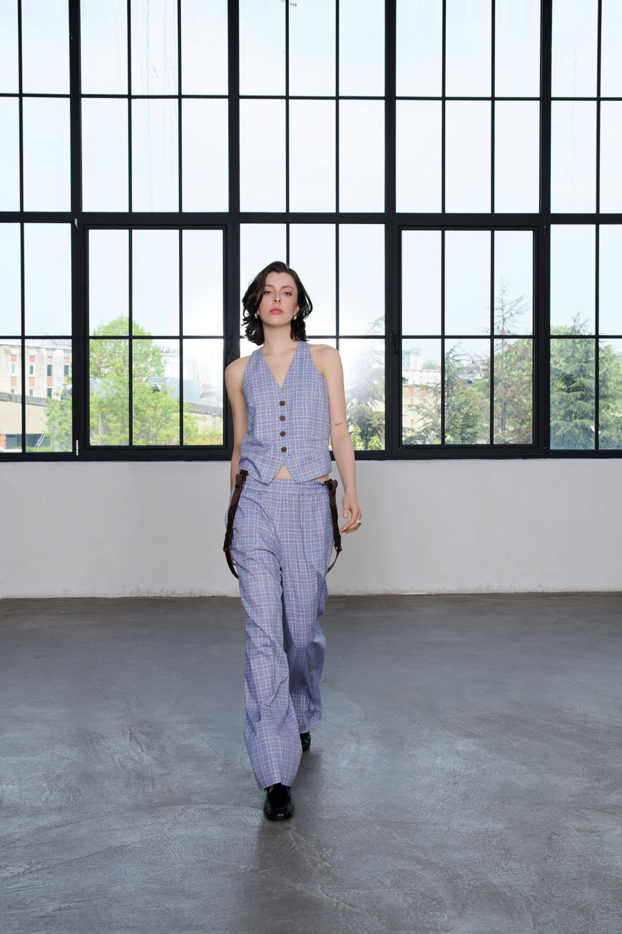 Lumila Checkered Wide Leg Trousers